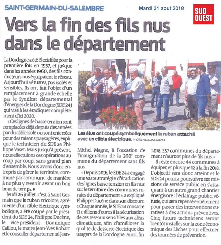 ARTICLE SUD OUEST 31 AOUT 2018